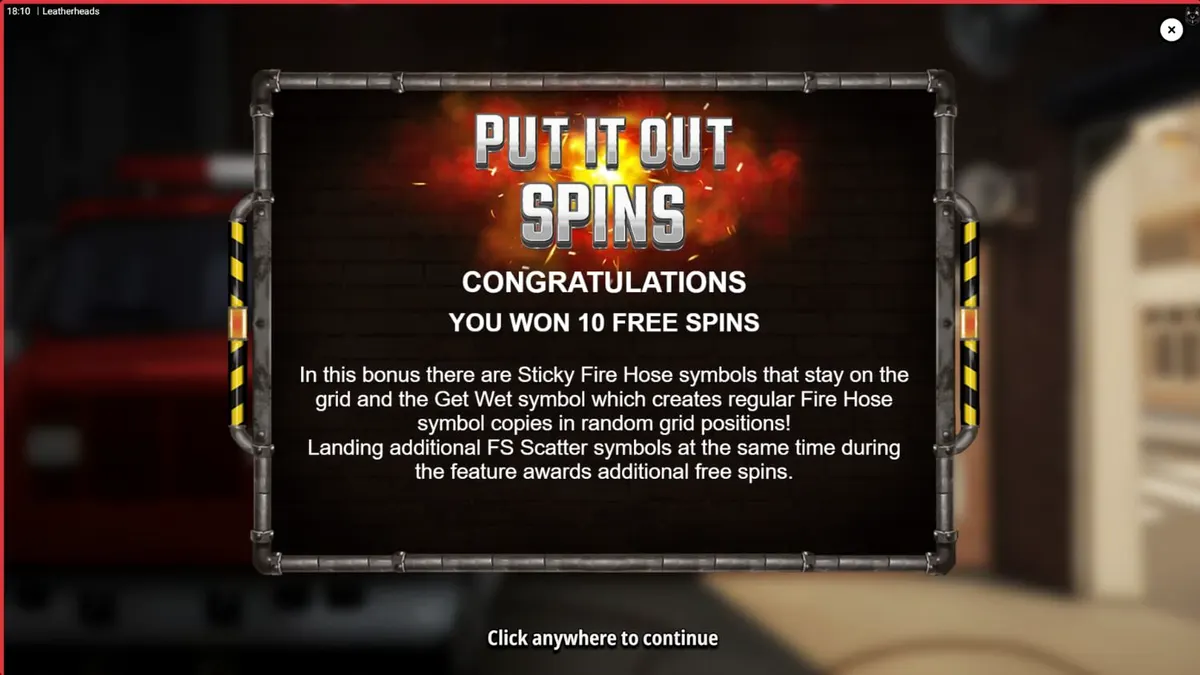 Leatherheads slot game neon firefighting theme